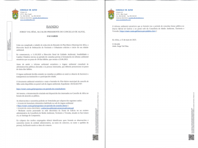 BANDO.- EXPOSICIÓN PÚBLICA DEL BORRADOR DEL PLAN BÁSICO MUNICIPAL DE ALFOZ