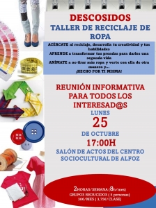 REUNIÓN INFORMATIVA: TALLER DE RECICLADO DE ROPA