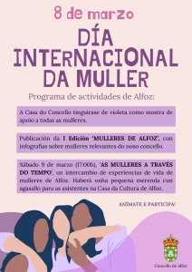 PROGRACIÓN DEL AYUNTAMIENTO DE ALFOZ PARA EL 8 DE MARZO, DIA INTERNACIONAL DE LA MUJER