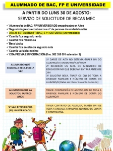 SERVICIO DE AYUDA PARA SOLICITAR LAS BECAS DEL MINISTERIO DE EDUCACIÓN, ESTUDIANTES DE BAC, FP Y UNIVERSIDADE.