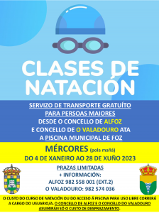 SERVICIO DE TRANSPORTE GRATUÍTO PARA LA PISCINA MUNICIPAL DE FOZ. MAYORES DE 60 AÑOS