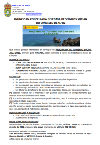 PROGRAMA DE TURISMO SOCIAL DO IMSERSO 2022-2023
