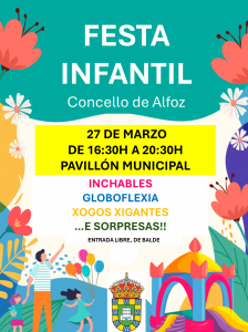  27 DE MARZO: FIESTA INFANTIL EN EL PABELLÓN MUNICIPAL DE 16:30H A 20:30H