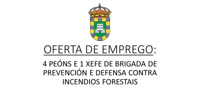 OFERTA DE EMPLEO: 4 PEONES Y 1 JEFE DE BRIGADA DE PREVENCIÓN Y DEFENSA CONTRA INCENDIOS FORESTALES