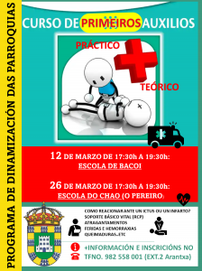 CURSOS DE 1º AUXILIOS 12 DE MARZO EN BACOI Y 26 DE MARZO EN O PEREIRO