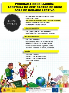 PLAZOS DE INSCRICIÓN PARA EL PROGRAMA DE CONCILIACIÓN FAMILIAR MUNICIPAL PARA EL CEIP CASTRO DE OURO 