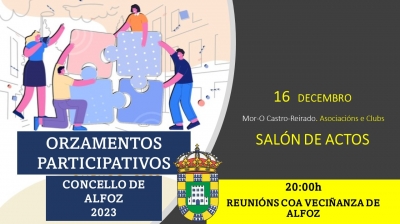 VIERNES 16 DE DICIEMBRE. ÚLTIMA REUNIÓN DE PRESUPUESTOS PARTICIPATIVOS ALFOZ 2023