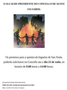 PERMISOS PARA LAS HOGUERAS DE S. JUAN