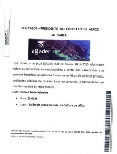 CHARLA INFORMATIVA SOBRE ACTUACIONES SUBVENCIONABLES.