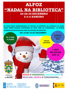 "NAVIDAD EN LA BIBLIOTECA" PARA NIÑAS Y NIÑOS DE 3 A 12 AÑOS. 28-29-30 DE DICIEMBRE Y 2-3-4 DE ENERO