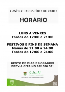 HORARIO DE VER&Aacute;N DO CASTELO E DA OFICINA DE TURISMO