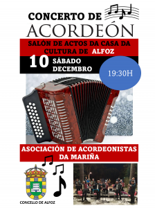 CONCERTO DA ASOCIACI&Oacute;N DE ACORDEONISTAS DA MARI&Ntilde;A. S&Aacute;BADO 10 DE DECEMBRO