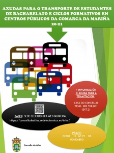 PUBLICADA RESOLUCIÓN PROVISIONAL DAS AXUDAS AO TRANSPORTE DE ESTUDANTES CURSO 20-21