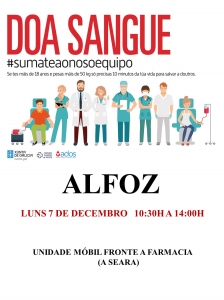  DOA SANGUE O LUNS 7 DE DECEMBRO DE 10.30 A 14.00H 