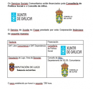 Cofinanciación dos Servizos Sociais Comunitarios e do Servizo de Atención a Domicilio do Concello de Alfoz