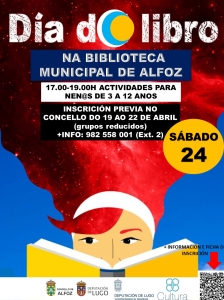 ACTIVIDADES NA BIBLIOTECA PARA NENAS E NENOS DE 3 A 12 ANOS O SÁBADO 24 DE ABRIL PARA CELEBRAR O DÍA DO LIBRO