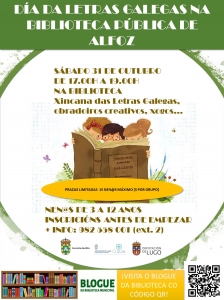 CELEBRAMOS O DÍA DAS LETRAS GALEGAS CON ACTIVIDADES PARA NEN@S O SÁBADO 31 NA BIBLIOTECA MUNICIPAL