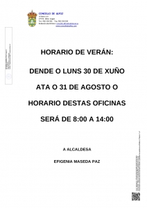 HORARIO DE VERÁN OFICINAS 