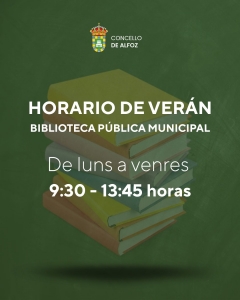 COMEZA O HORARIO DE VERÁN DA BIBLIOTECA MUNICIPAL 