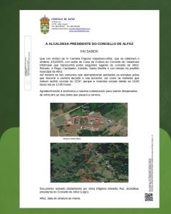 INFORMACIÓN DE INTERESE SOBRE A IV CARREIRA POPULAR VALADOURO - ALFOZ