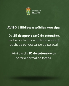 AVISO IMPORTANTE - BIBLIOTECA MUNICIPAL 
