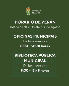 CONSULTA AQU&Iacute; OS HORARIOS DE VER&Aacute;N DOS SERVIZOS MUNICIPAIS