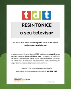 AVISO IMPORTANTE / RESINTONIZACI&Oacute;N DA TDT 
