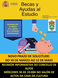 BECAS PARA ESTUDIAR O CURSO 2022-23. SOLICITUDES DO 30 DE MARZO AO 12 DE MAIO.