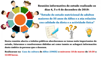 APLAZADA REUNI&Oacute;N INFORMATIVA DO ESTUDO DO ESTADO NUTRICIONAL DE ADULTOS MAIORES DE 55 ANOS