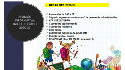 BECAS DO MINISTERIO DE EDUCACI&Oacute;N PARA O CURSO 2020/2021