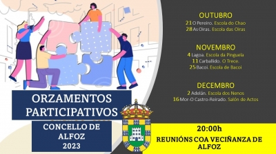 INÍCIANSE AS REUNIÓNS COA VECIÑANZA PARA DESEÑAR OS ORZAMENTOS MUNICIPAIS 2023. OS VENRES ÁS 20:00H. 