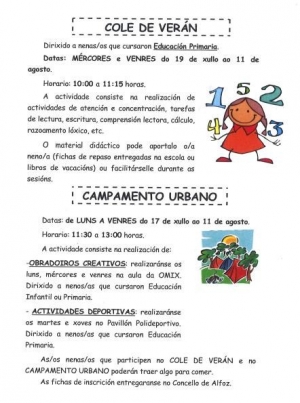ACTIVIDADES DE VER&Aacute;N 
