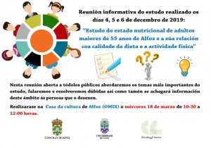 APLAZADA REUNI&Oacute;N INFORMATIVA DO ESTUDO DO ESTADO NUTRICIONAL DE ADULTOS MAIORES DE 55 ANOS