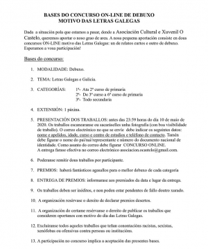 CERTAME DE NARRATIVA E DEBUXO LETRAS GALEGAS 2020