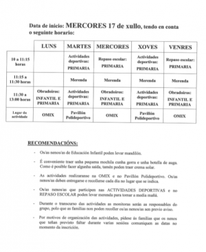 ACTIVIDADES DE VER&Aacute;N